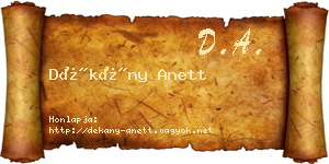 Dékány Anett névjegykártya