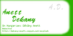anett dekany business card